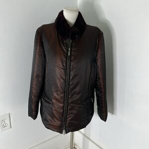 Layfayette 148 Puffer Coat With Rabbit Fur Collar